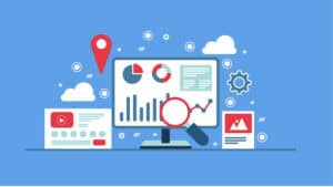 seo strategy and website designing concept displayed in graphics