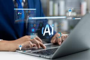 Marketing person using artificial intelligence AI for content