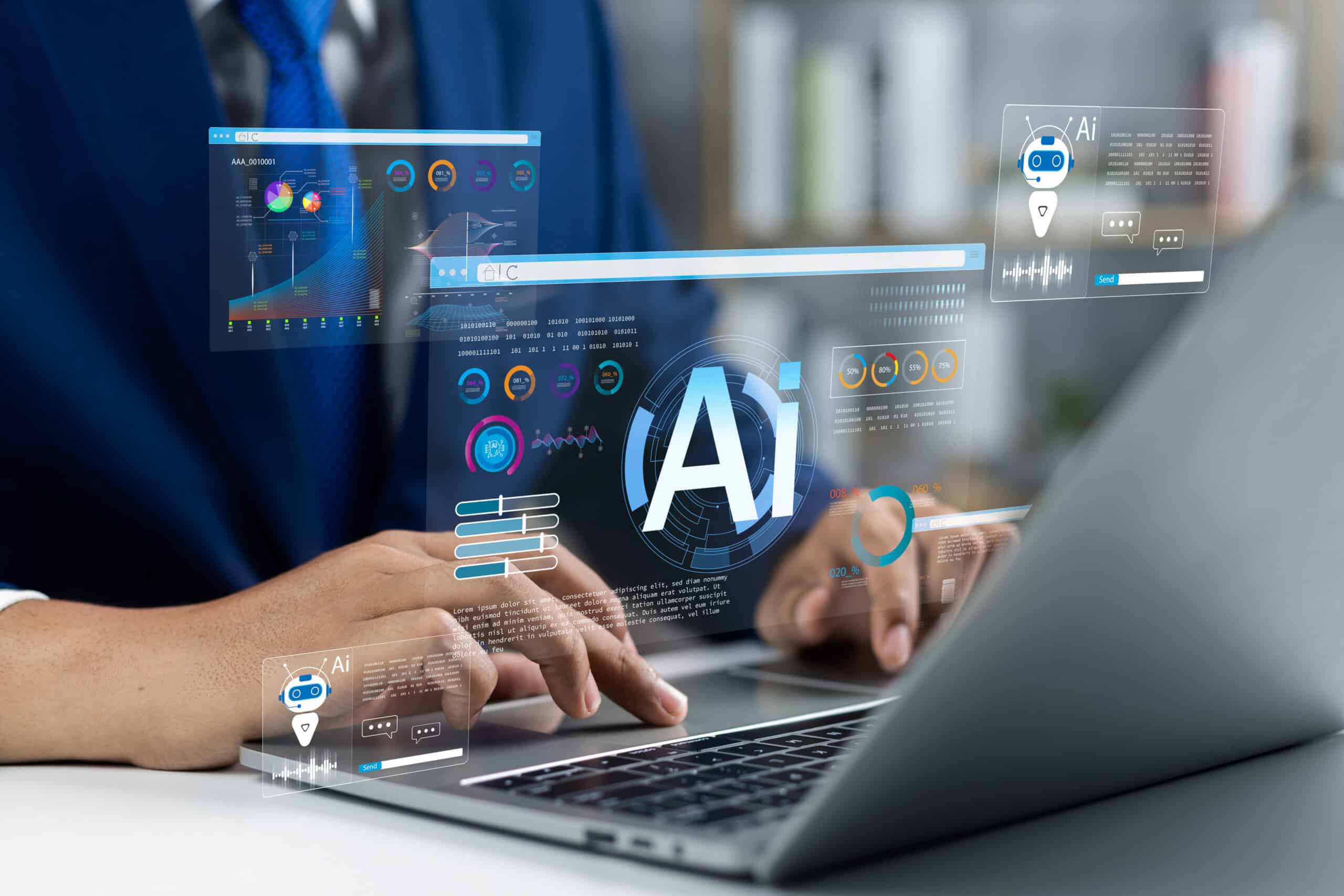 Marketing person using artificial intelligence AI for content
